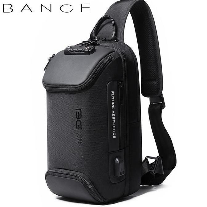 NEW BG7082 TAS SELEMPANG BANGE SLING BAG COWOK SHOULDER CHEST BAG PRIA USB ORI