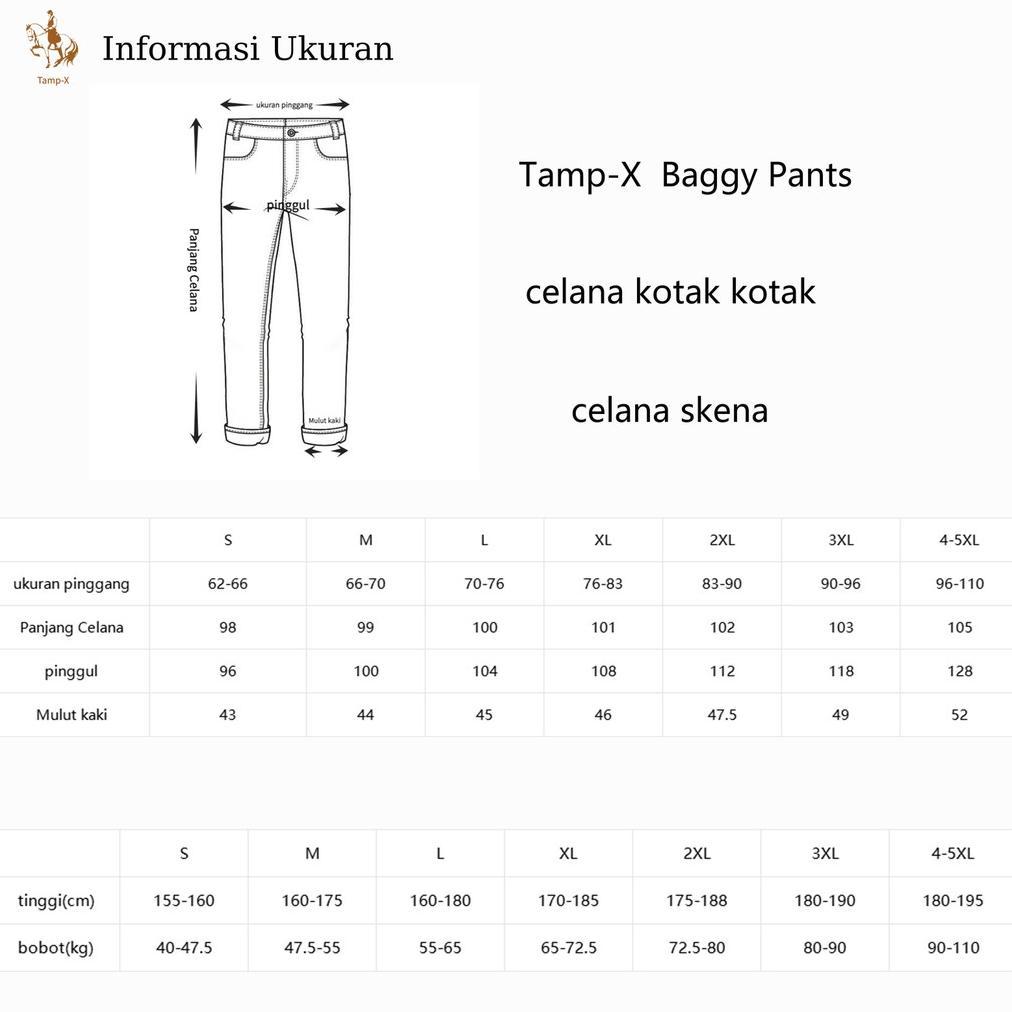 DISKON Tamp-X Oversize Jumbo Celana Panjang Pria Joger Baggy Pants Santai Kotak Kotak Korean Style