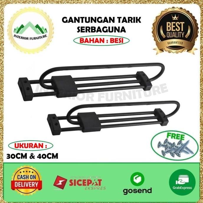 Gantungan Panci Serbaguna Tarik Dorong Panjang Rak Lemari Kitchen Set Rak Gantung