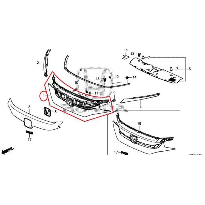 Base Grill DEPAN CIVIC TURBO SEDAN 2019-2021 Original