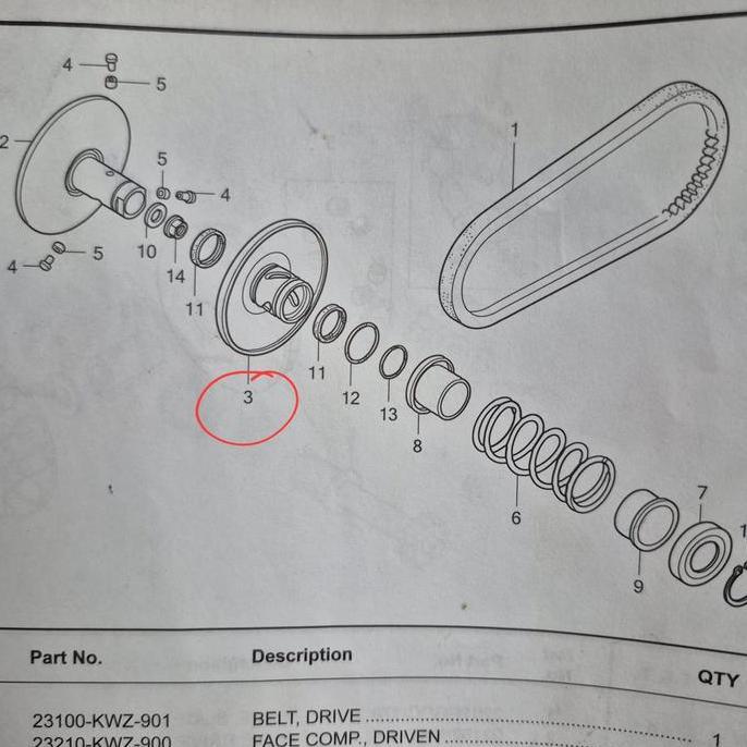Ready SPAREPART REVO AT : 23224-KWZ-305 PULLY CEWE REVO AT / PULI CEWE REVO AT / PULLEY CEWE REVO AT