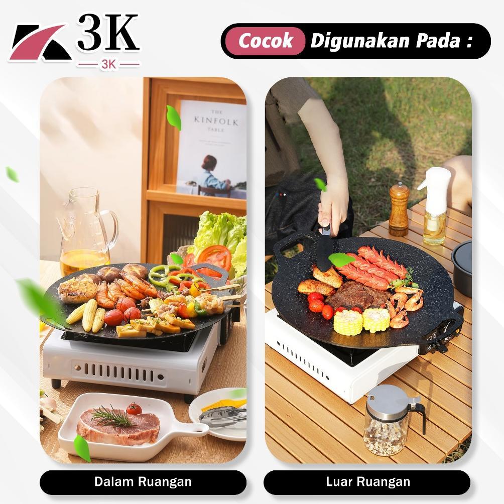 Terbaru (3K Surabaya) Wajan Datar Bbq Anti Lengket 34Cm Serbaguna/Panci Panggangan Ikan Grill Steak 