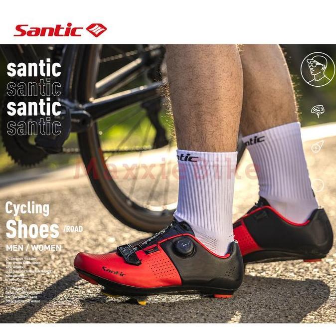 Santic S21029 Sepatu Sepeda Cleat Roadbike Cycling Lock Shoes Rotating Buckle Roadbike Shoes Lightwe