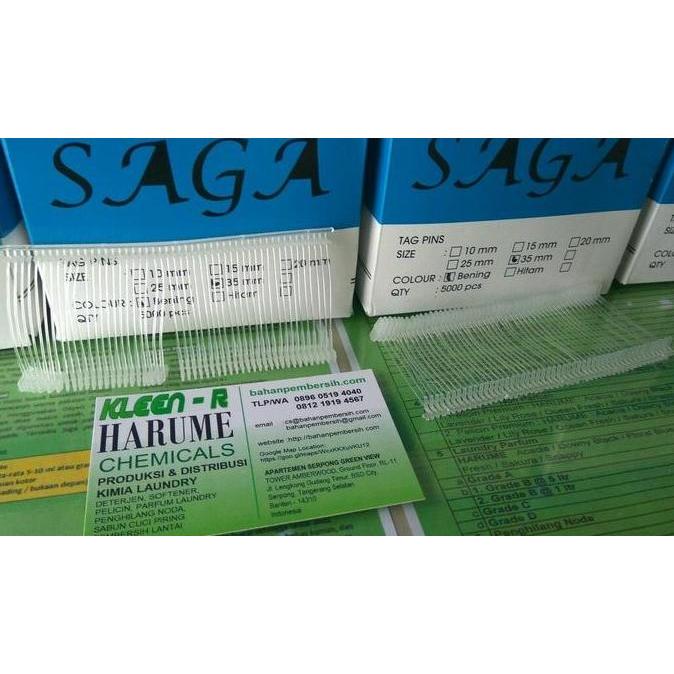 Tag Pin Bening 35mm SAGA 5.000 pcs per box, bahan PP