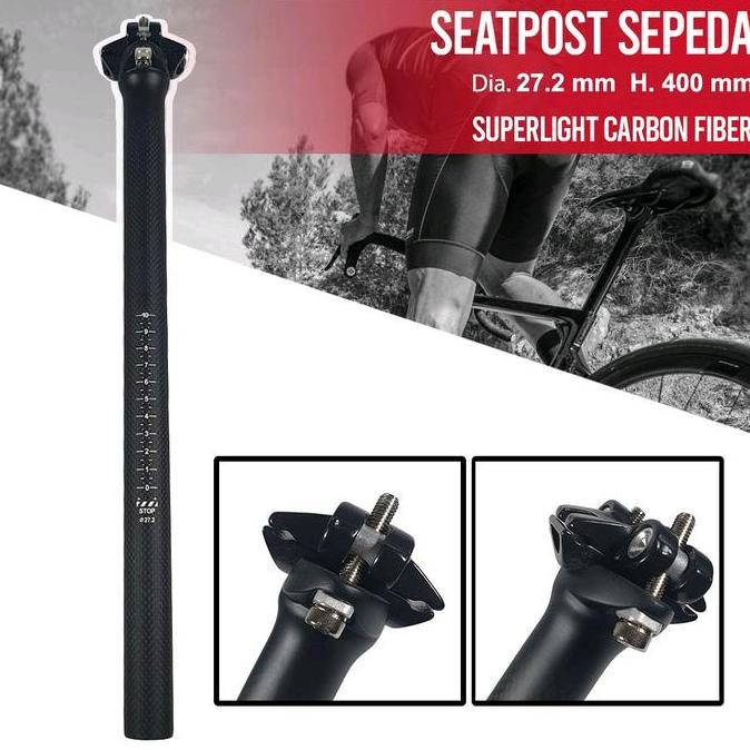 Seatpost Sepeda Fixie Roadbike Carbon Fiber Superlight Wacako 27.2Mm 40Mm