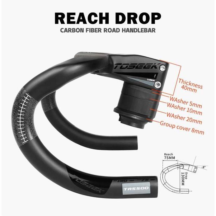 Toseek Tr5500 Full Internal Cable Routing Road Bike Handlebar Dropbar