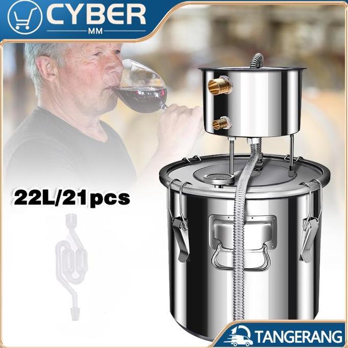 DEFAECO 22L Alat Penyulingan Destilasi 304 Stainless Destilasi Set Penyulingan