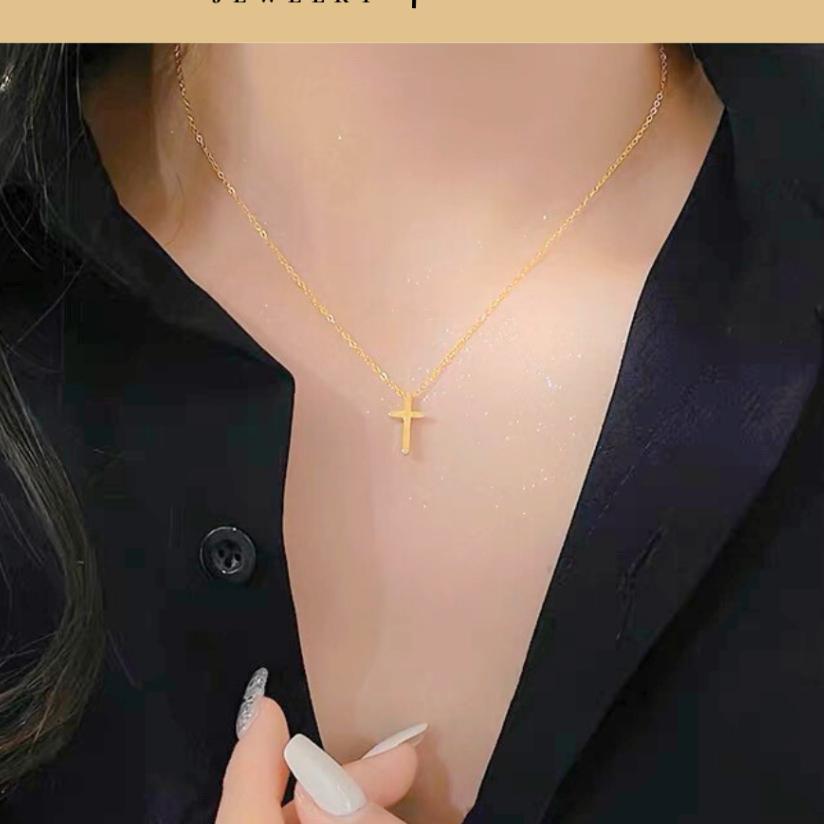 Yuree Cross Necklace Perhiasan Kalung Salib Titanium Kalung Salib Polos Stainless Steel Kalung Wanit