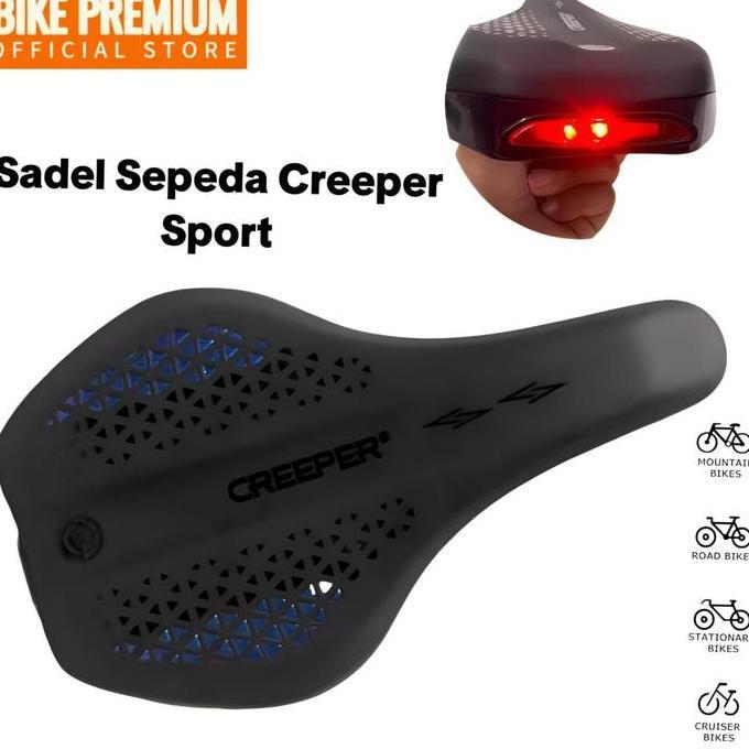 Creeper Sadel Jok Sepeda Saddle 143Mm Sport Gunung Balap Mtb Roadbike Listrik Statis Lampu Universal