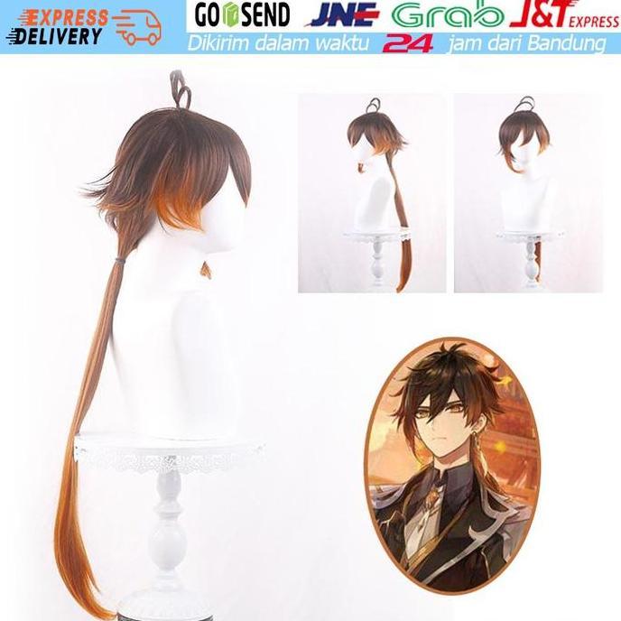 NUMAQUEEN Wig Zhongli Cosplay  Genshin Impact Rambut Palsu Pesta