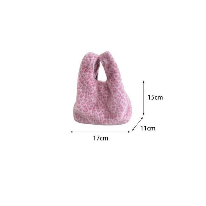XIMVHE Tas Bahu Bulu Jinjing Fashion Cewek Aesthetic Style Shoulderbag Bulu Tas Bulu Motif Love Polo