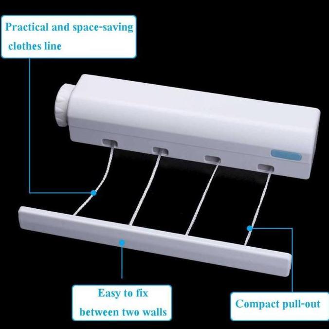 TOPINCN Jemuran Baju Tempel Dinding Portabel Indoor Retractable 5 Tali