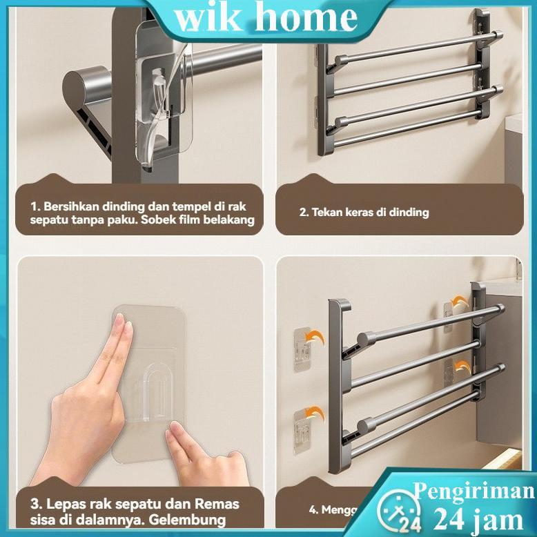 TERBARU [COD]Rak Sepatu Gantung Susun Shoe Rack Holder Tempat Sandal Panci Dapur Dinding Belakang Pi