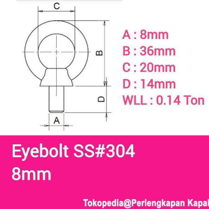 Eyebolt Eye bolt stainless 304 8mm M8