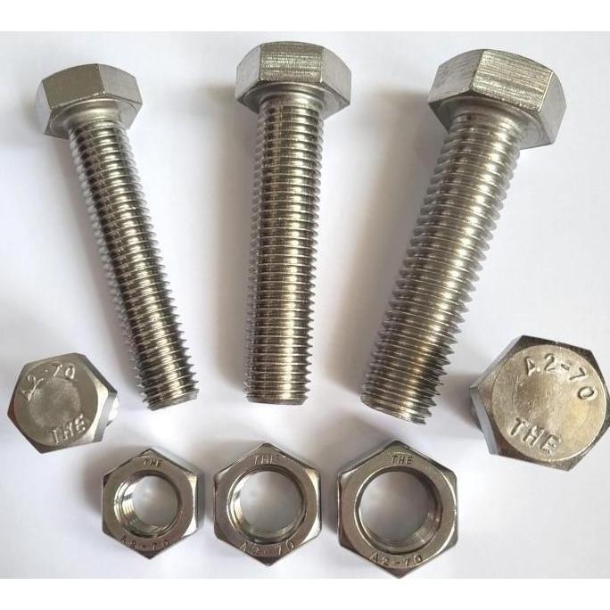 Baut Hex Stainless M20X60 - Baut Hexagon 20X60 / M20 X 60 / 20 X 60  SS304 / SUS304 / A2-70 Full Dra