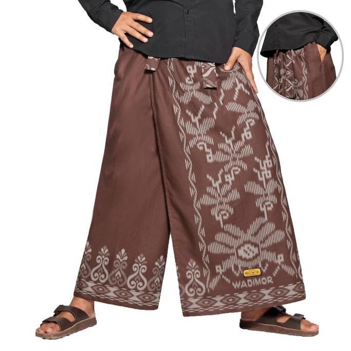 Wekup Celana Sarung Dewasa Wadimor Motif Bali Model Terbaru Coklat Katun Lembut Muslim Nyaman Hitam 