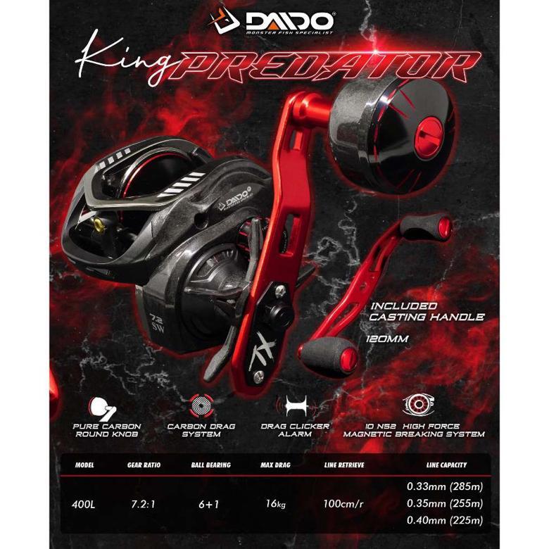 Reel DAIDO KING PREDATOR SW BC OH 300L 400XL Kiri Carbon Body Bonus Handle