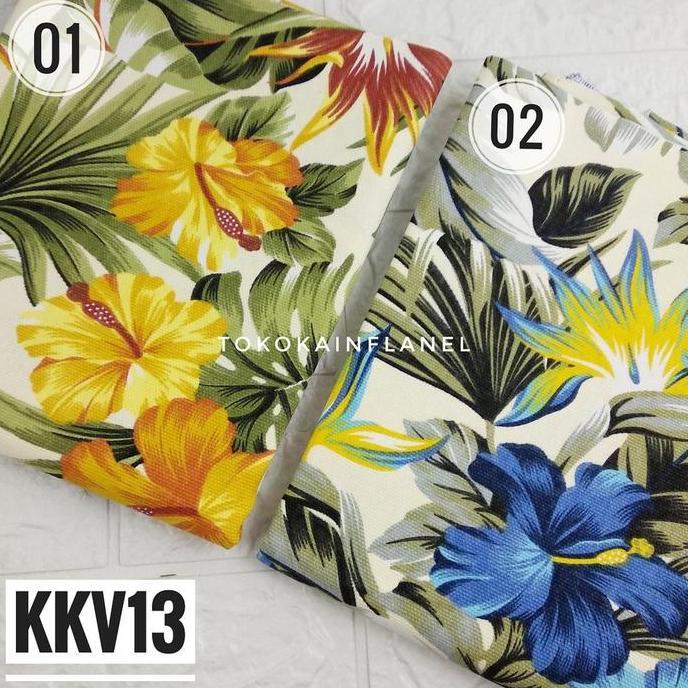 Giocare- Kain / Bahan Kanvas Motif Kembang Sepatu Besar  Kkv13 Uk 50Cmx145Cm