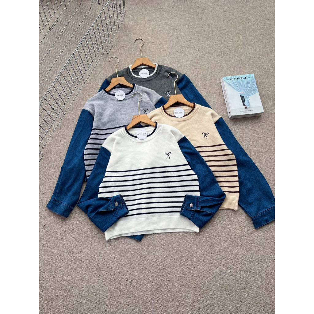 Dollies | SEA KNIT SWEATER | L.DADA 100-110 CM - P.BAJU 48 CM | SWEATER RAJUT MIX LENGAN KATUN