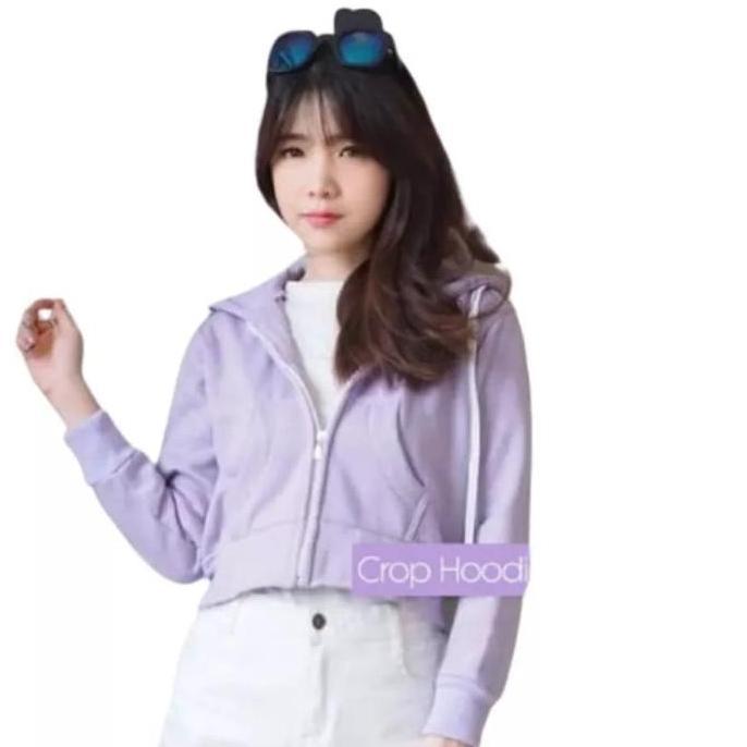 Lansungkirim- Jaket Wanita Crop | Sweater Style Korea | Ziper Crop Hoodie Sweatshirt Korean Style Ba