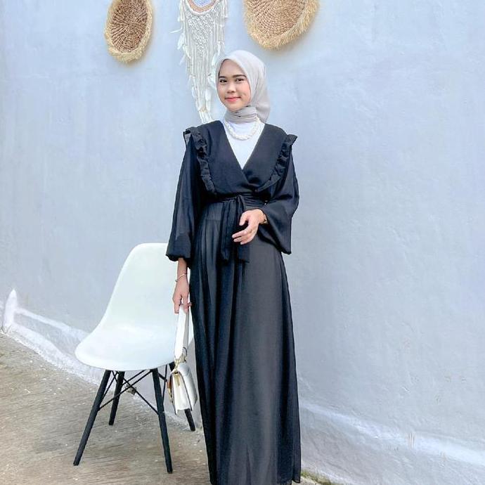 LADIVA OUTER BAHAN CERUTY BABYDOLL Muslim Wanita Cardigan Panjang