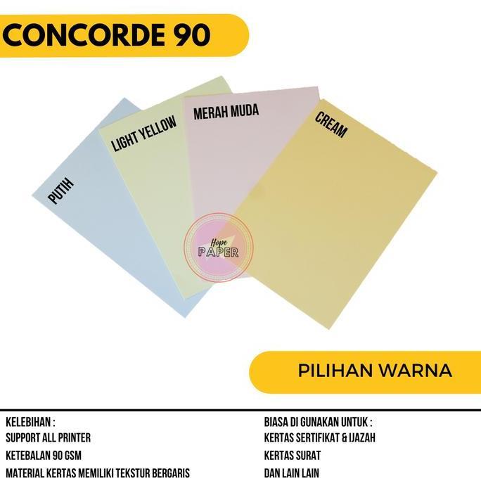 Lansungkirim- Kertas Concorde A4 90 Gr Isi 50 Lembar / Kertas Sertifikat A4 / Kertas Ijazah A4 / Ker