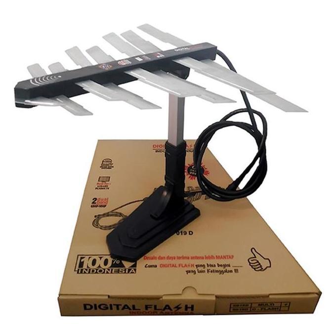 Antena Tv Flash S 018 D Digital Indoor Dalam Led Lcd Dual Band Uhf Vhf Terlaris