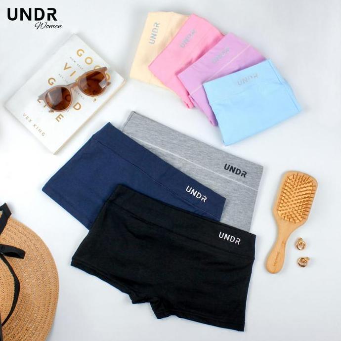 Wagee- Undr Boxer Wanita Celana Dalam Dalaman Perempuan Boy Short Katun Pure Cotton Cd Kolor Kotak B