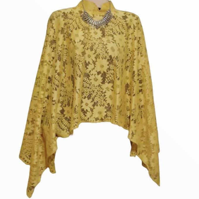 Lansungkirim- Cape Brokat Cantik Jumbo Outer Brokat Dewasa Bunga Wanita Panjang  Dress Blazer Formal