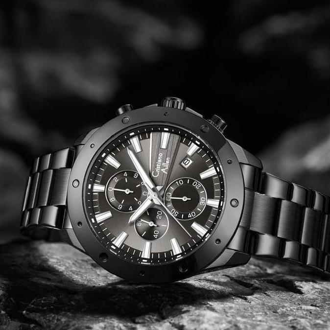 Cloknlok- Cristiano Aillen Jam Tangan Pria Analog 8897 Rantai Stainless Steel Chronograph Kaca Sapph