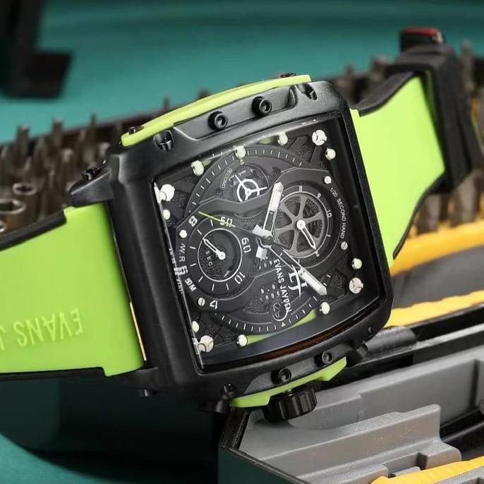 Cloknlok- Evans Jayden Jam Tangan Pria 9550 Rubber Silicon Kaca Sapphire Chronograph Water Resistant