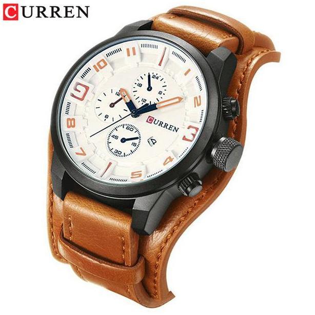 Cloknlok- Jam Tangan Pria Analog Tali Kulit Curren 8225