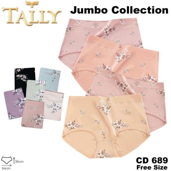 Wagee- Tally 689 Cd Celana Dalam Wanita Jumbo Big Size - Katun High Waist Free Size Fit To Xxxxl | C