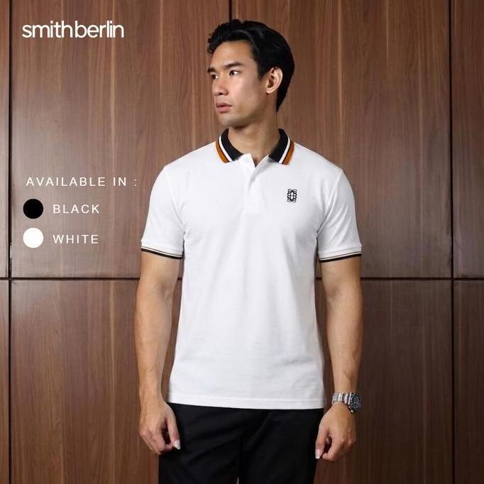 Smith Berlin Pablo Polo Slim Fit Katun Pria Kaos Polo Kerah Lengan Pendek Casual