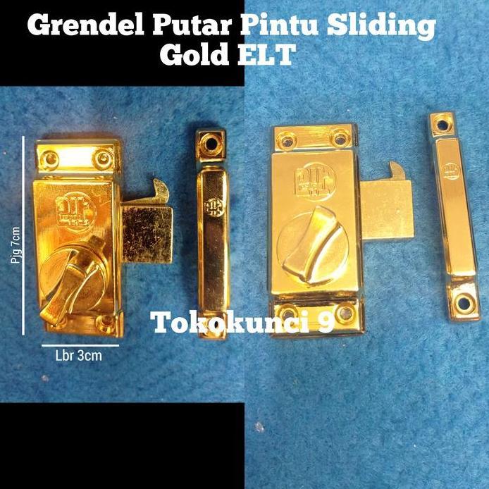 Grendel Pintu Sliding ELT GOLD / grendel Pintu geser Warna Emas