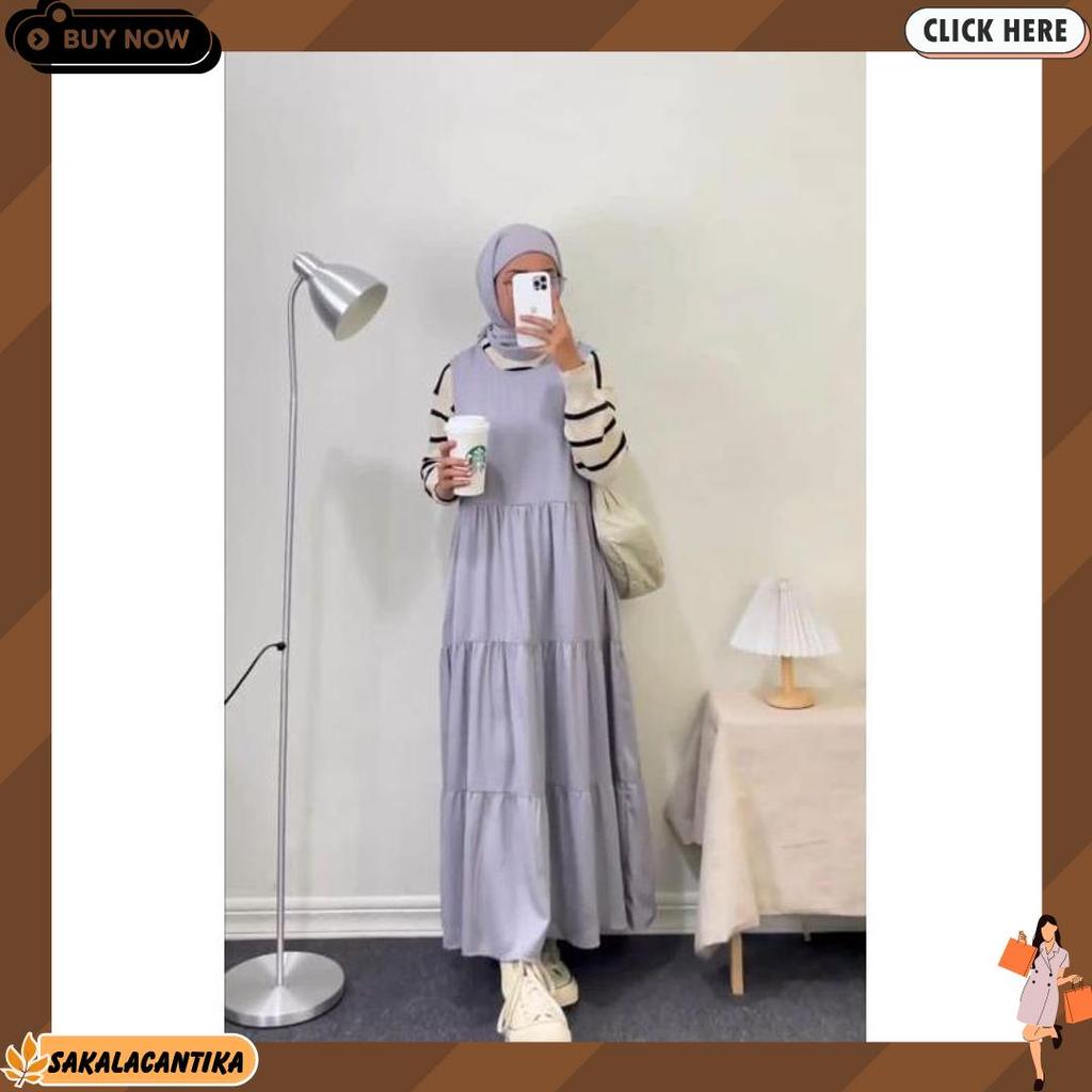 Inner Dress Susun // Dalaman Gamis Tanpa Lengan // Iner Dress Rempel Premium Paling Laku