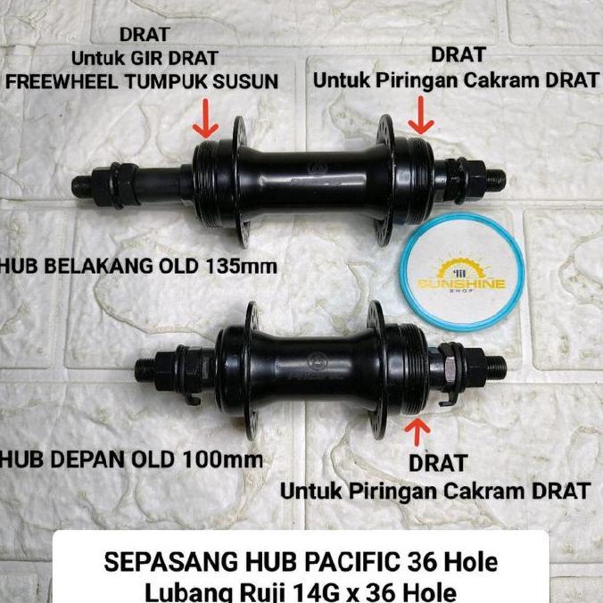 Hub DRAT Depan Belakang Bos PACIFIC Lubang Ruji 36 Hole 14G Sepeda MTB FEDERAL Lipat Seli Untuk Rem 
