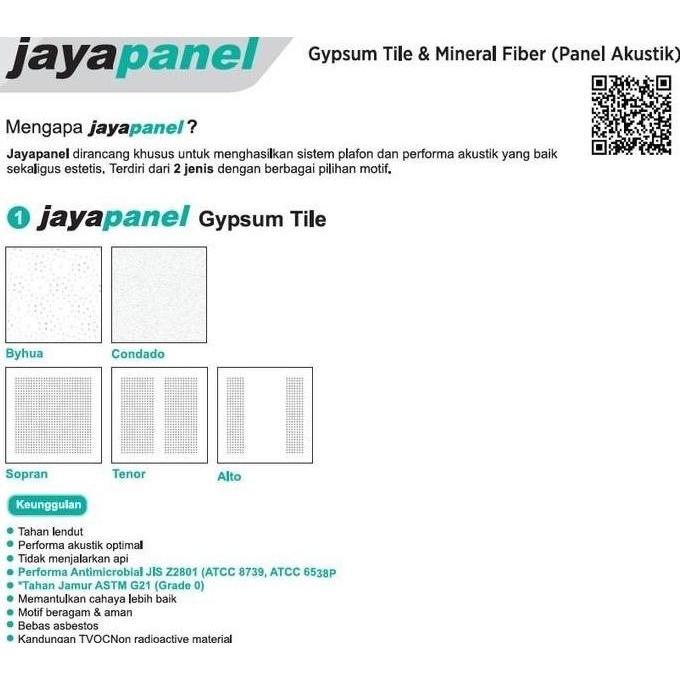Akustik Sopran / Plafon Ceiling Panel Jayaboard 9x 600x600mm (Satuan)