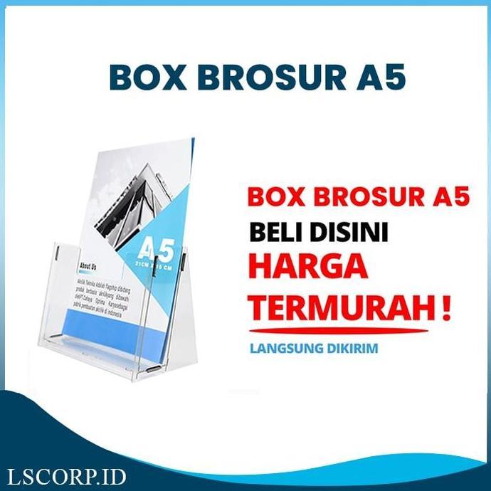Box Brosur Akrilik A5 2mm Rak Tempat Brosur Meja Tent Acrylic