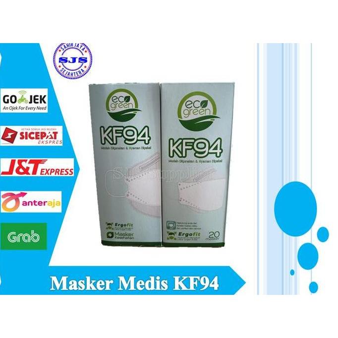 Masker Kf94 Eco Green 4Ply Earloop 1Box Isi 20 Pcs Masker Kemenkes Ri Akd