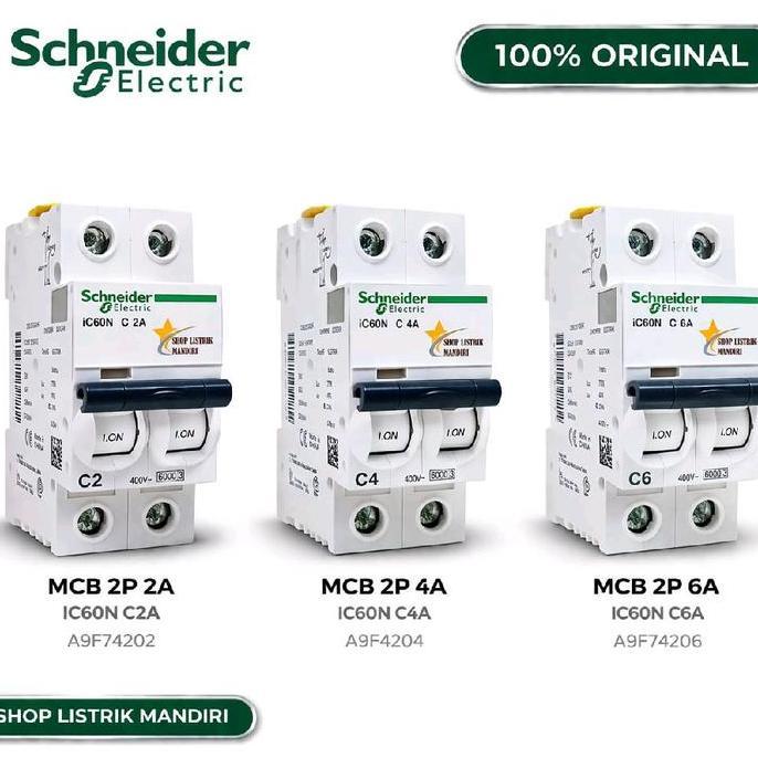 Schneider Mcb 2Phase 2A 4A 6A Ic60N Acti9 Original Mcb 2P Ic60N 2Ampere 4Ampere 6Ampere Original Hig