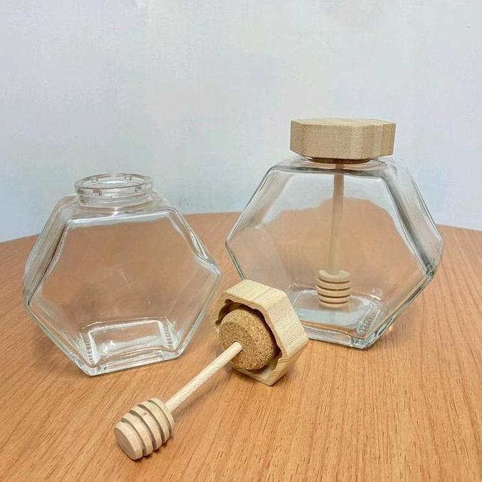 Xfood- Kemasan Botol Kaca Madu Hexagonal | Hexagonal Honey Glass Jar