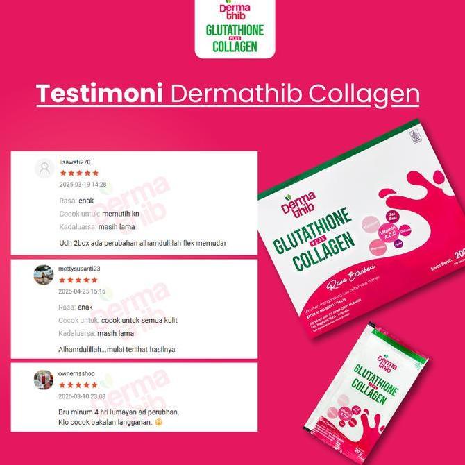Foirfe- Dermathib Collagen Drink - Minuman Collagen Pemutih Badan Dan Wajah | Kolagen Stroberi Derma