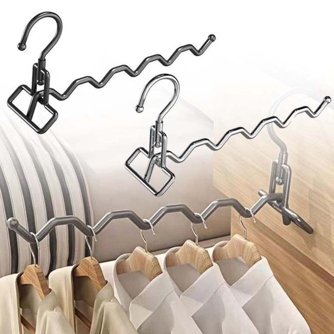 TERLARIS 5 SLOTS GANTUNGAN BAJU LIPAT HANGER LIPAT BESI GANTUNGAN BAJU LIPAT RAK BAJU BESI TAHAN GAN