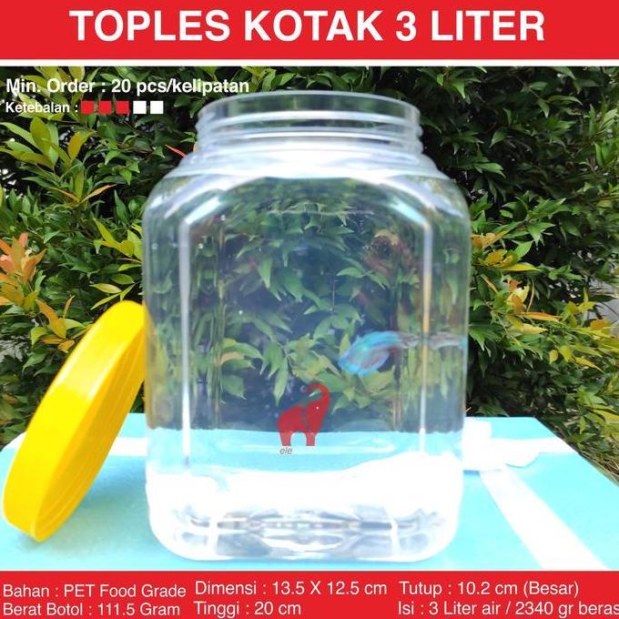 Xfood- Toples Plastik Kotak Ikan Cupang 3 Liter Tebal