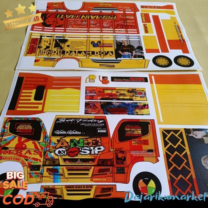 Lembaran Pola Stiker Miniatur Truk Oleng Ukuran 48Cm