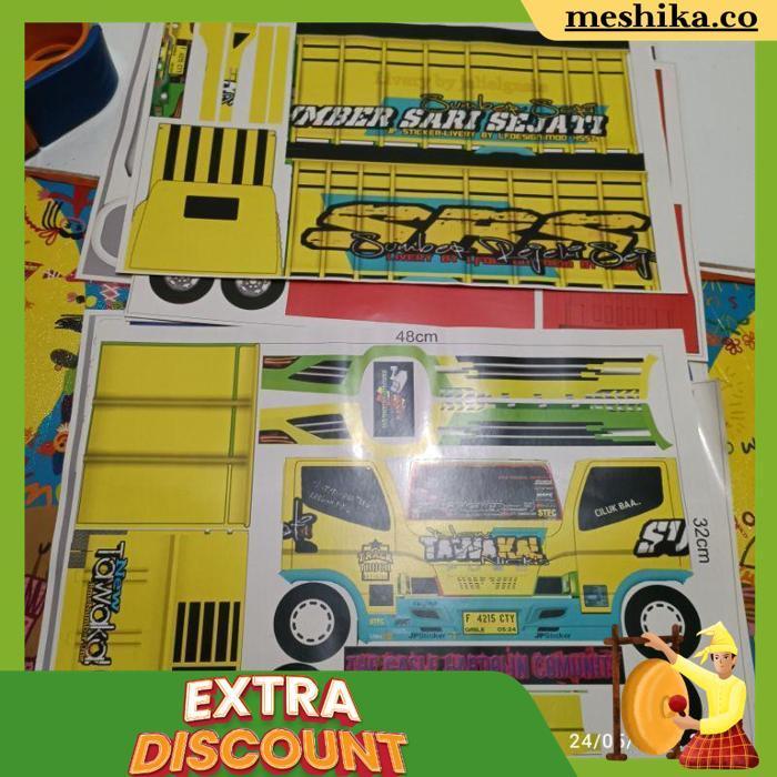 Lembar Pola Stiker Bahan Pembuatan Mobilan Miniatur Truk Oleng