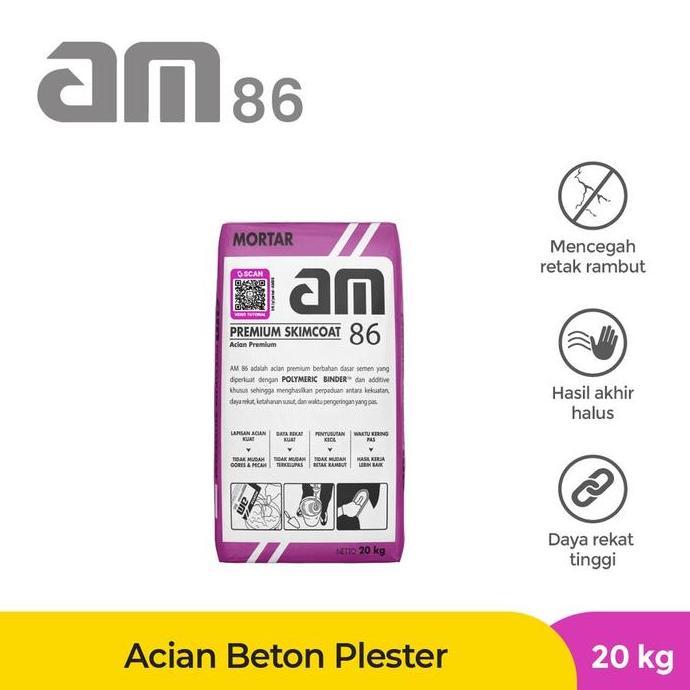 Am 86 Acian Tembok Abu Muda Skimcoat 20Kg