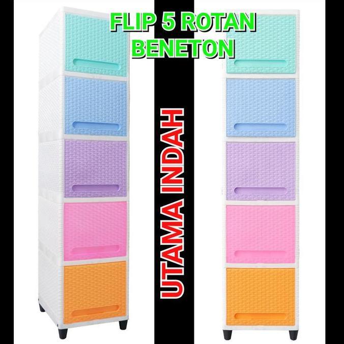 Promo Laci pakaian / laci plastik FLIP club 5 susun Diskon
