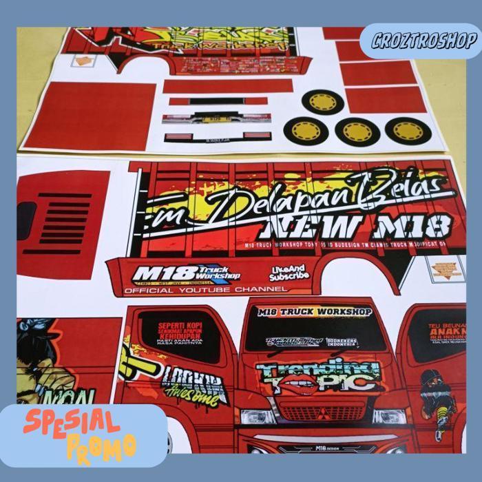 Lembaran Stiker / Papercrat Pola Miniatur Truk Oleng Ukuran Besar